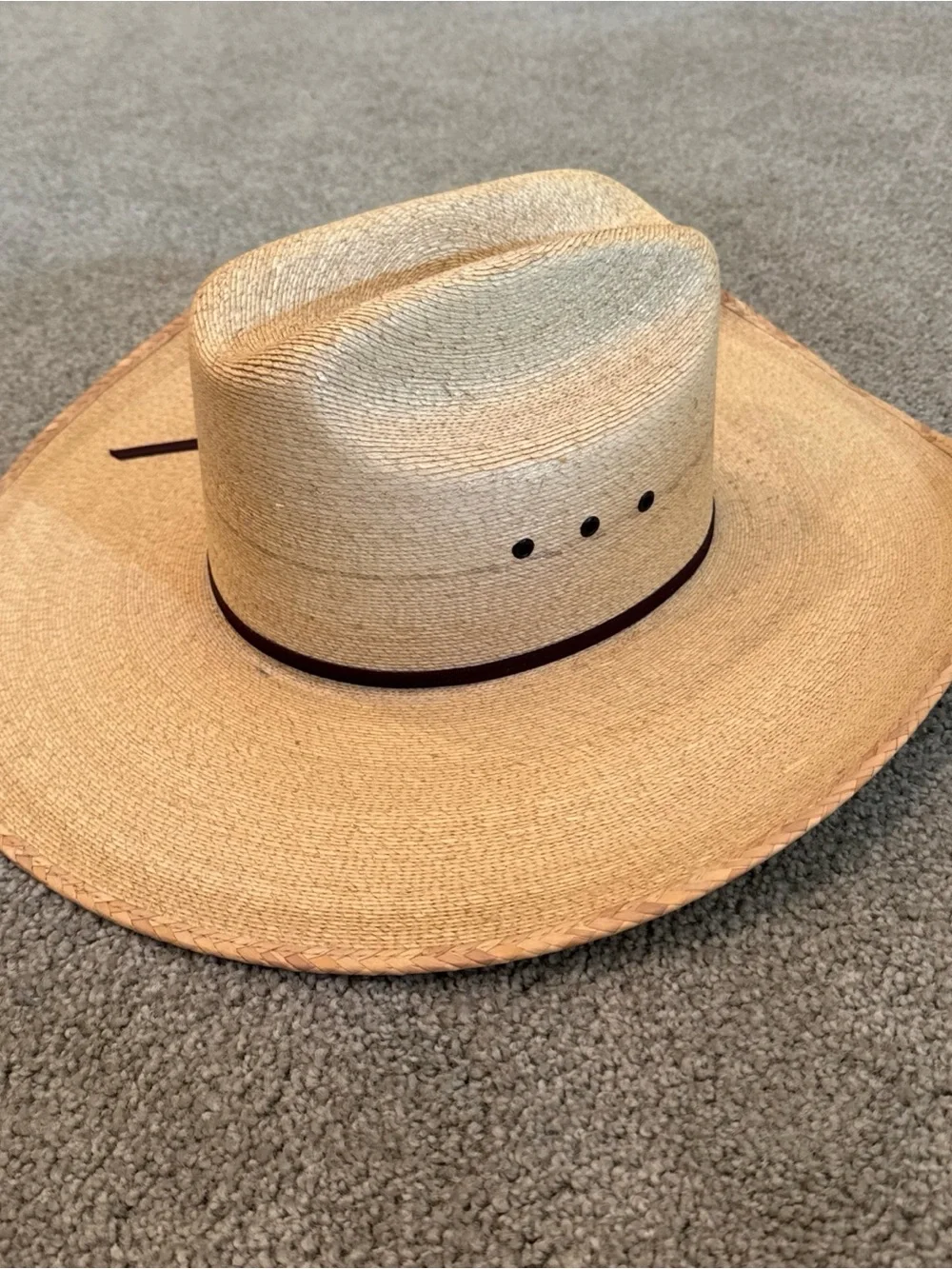 Double S Mexican Palm Leaf Straw Cowboy Hat Size 6 7/8